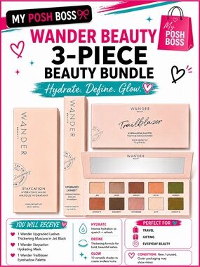 Wander Beauty 3-Piece Bundle Trailblazer Palette + Mascara + Staycation Mask NEW